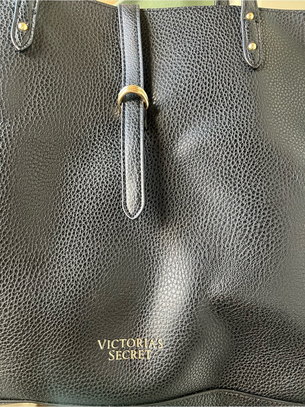 Victoria's Secret Navy Pebbled Tote with Buckle Strap - Picture 4 of 7